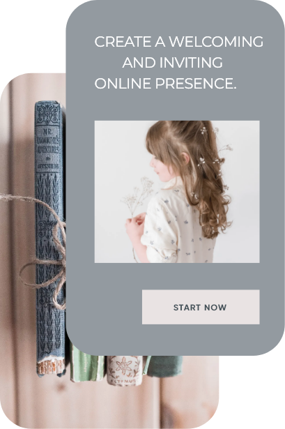 website template card that says create a welcoming and inviting online presence