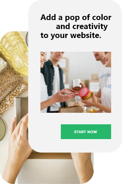 website template card that says add a pop of color and creativity to your website