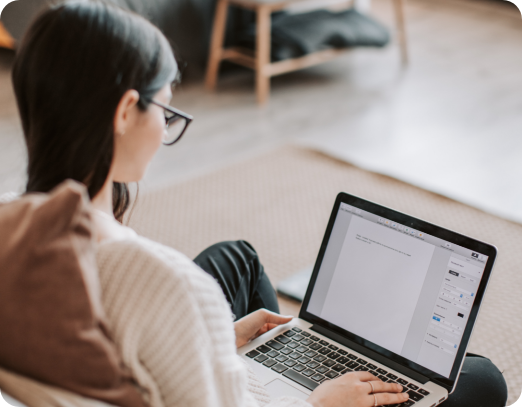woman working on her laptop