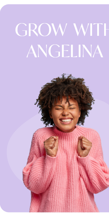 grow with angelina website template card