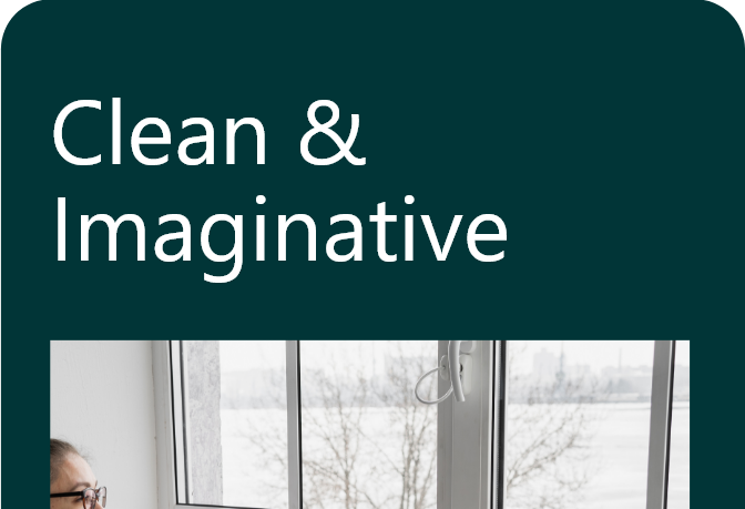website template card that says clean & imaginative