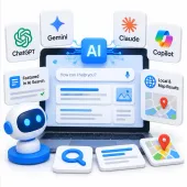 3D agency digital marketing illustration featuring AI-powered search and discovery.