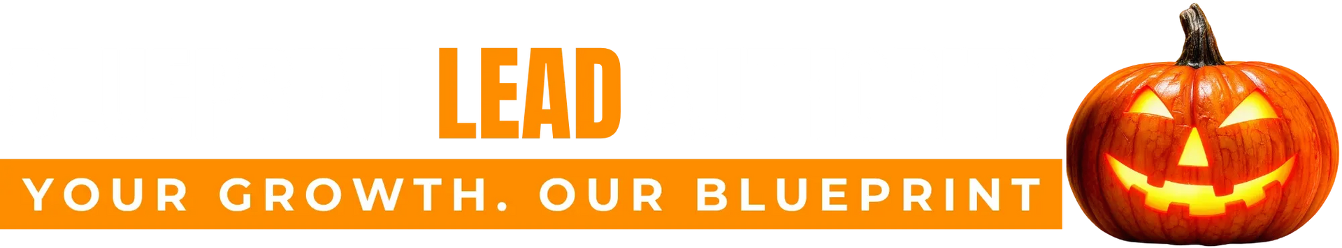 Blueprint Lead Authority digital marketing agency logo with orange accents and Halloween pumpkin.