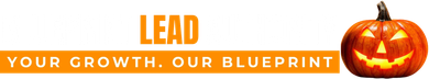 Blueprint Lead Authority digital marketing agency logo with orange accents and Halloween pumpkin.