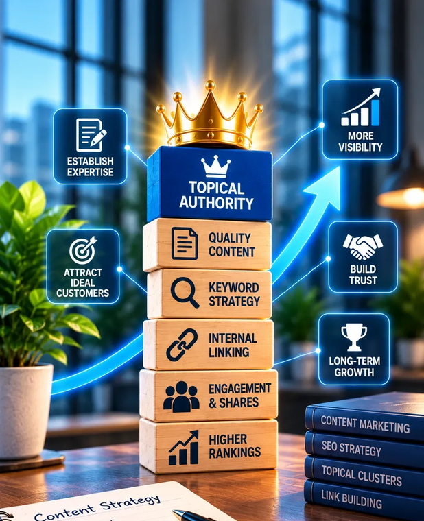 Digital marketing agency building topical authority.