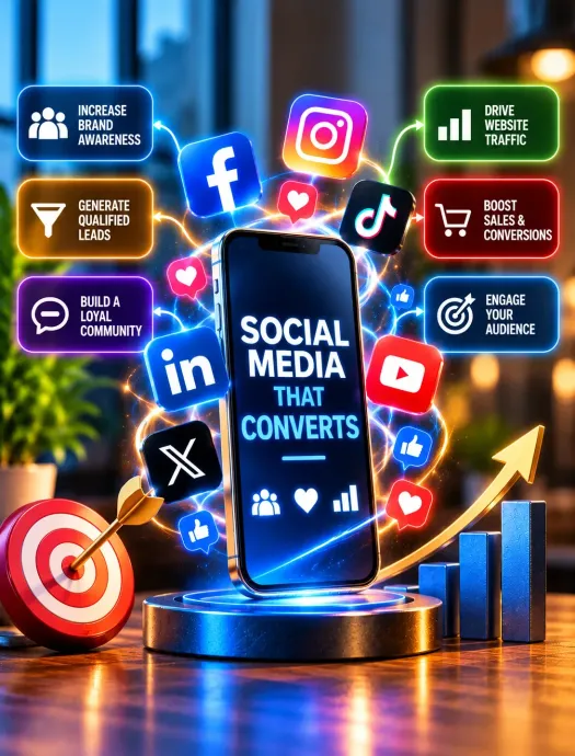 Full service digital marketing agency driving social media conversions.