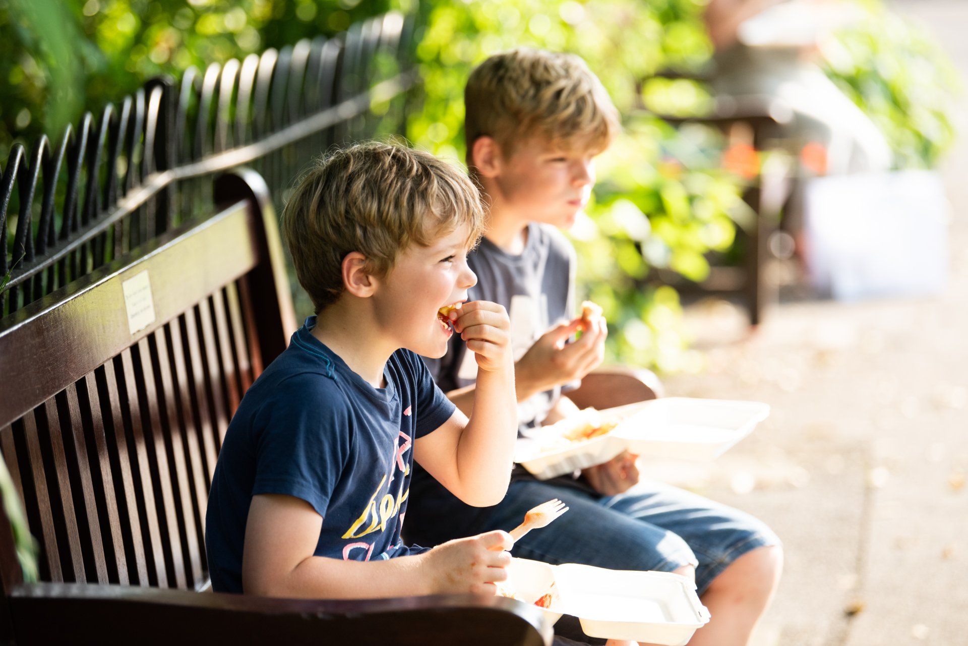 Kids eating Fish and Chips