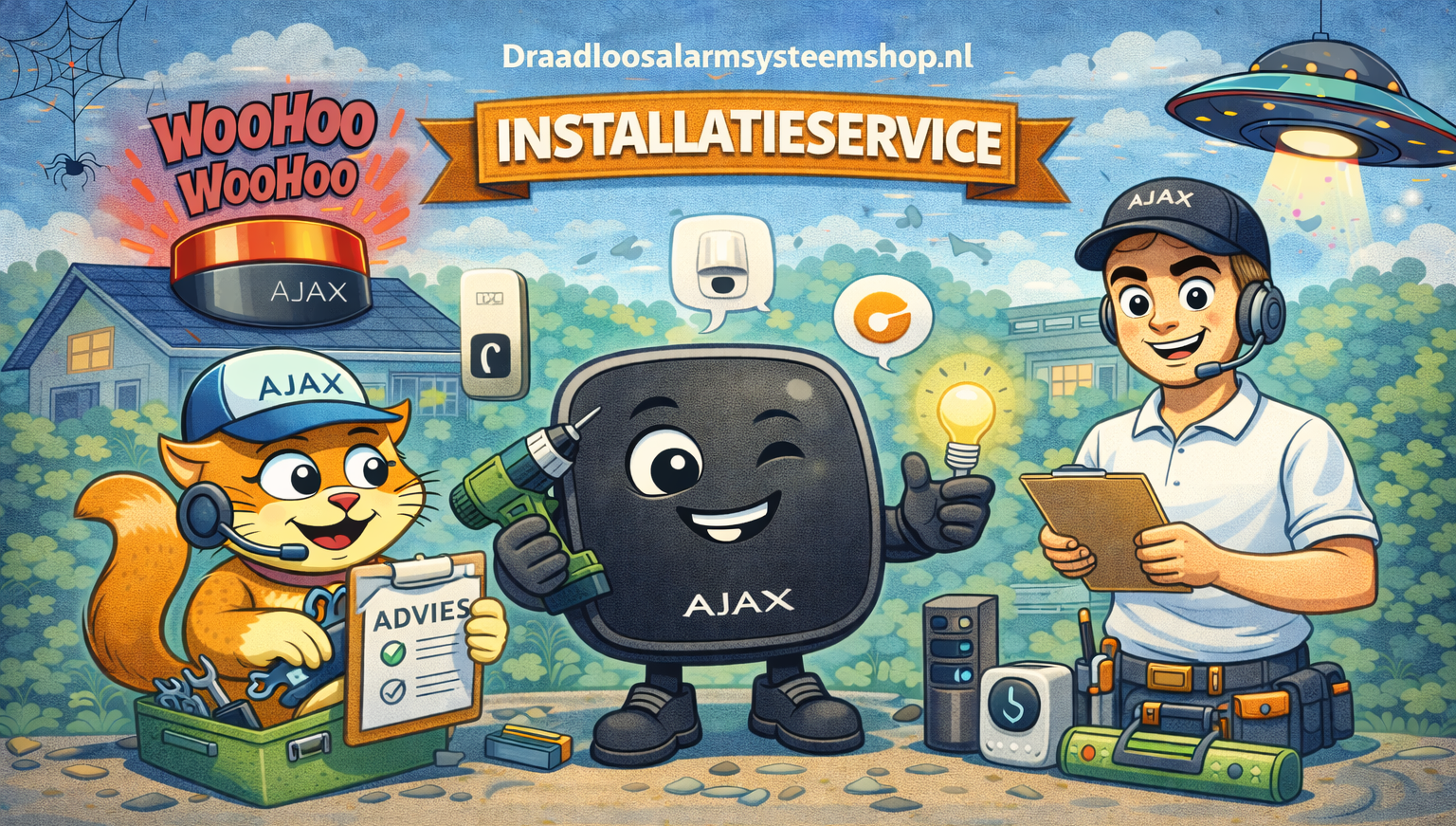AJAX alarmsysteem installatieservice en uitsluitingen pagina