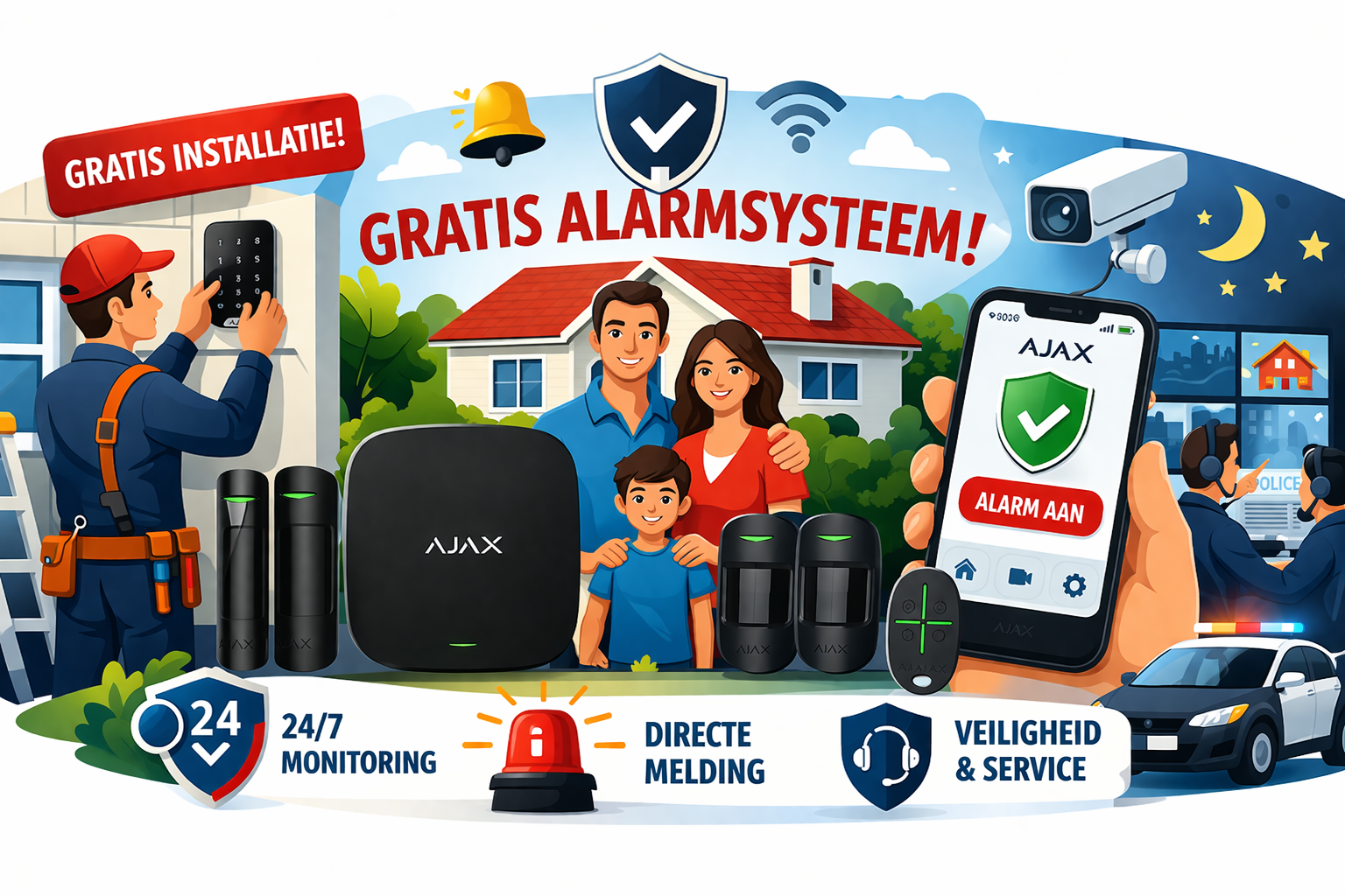 Gratis alarmsysteem inclusief installatie RH Beveiliging