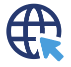Blue globe icon with a mouse cursor pointer, suggesting web browsing or internet access