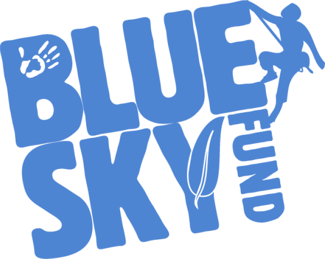 Blue Sky Fund logo with blue text and a climber silhouette