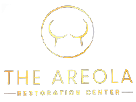 A gold logo for the areola restoration center with antlers in a circle.