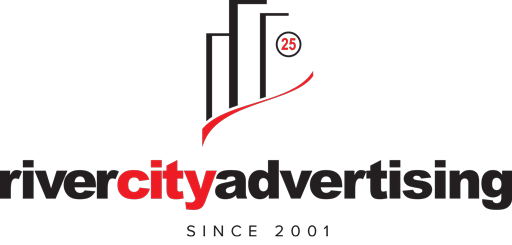 River City Consulting logo in black and red with a stylized building icon above the text