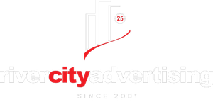 The word city is written in red on a white background.