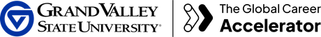 Grand Valley State University and The Global Career Accelerator logos