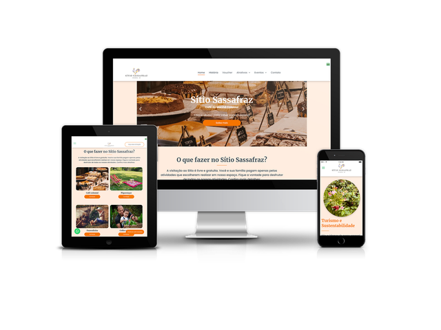Site do Sítio Sassafraz desenvolvido pela Legatto