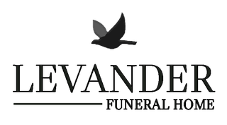 Levander Funeral Home logo with black bird silhouette above the name on a white background