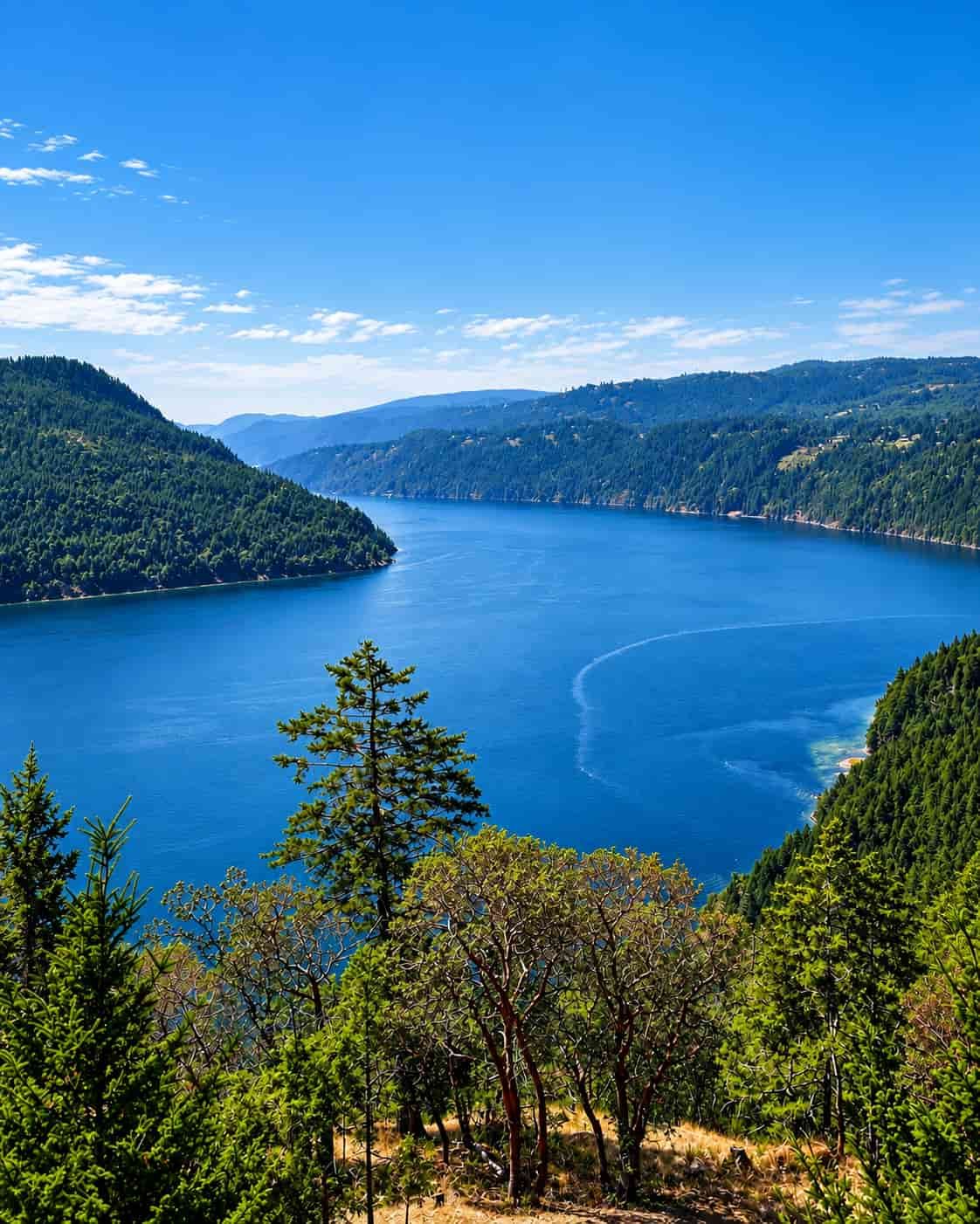 Panoramic view of Saanich Inlet and forested mountains from Malahat on Vancouver Island. Panoramic view of Saanich Inlet and forested mountains from Malahat on Vancouver Island.