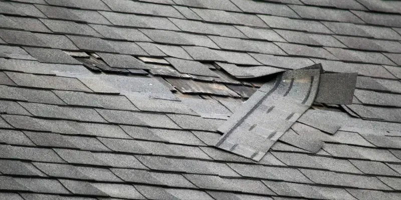 A close up of a roof with a hole in it