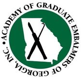 The logo for the academy of graduate embalmers of georgia