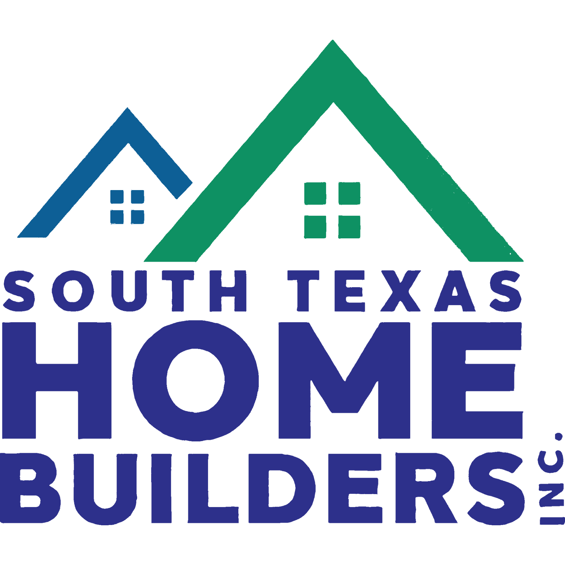 A blue and green logo for south texas home builders