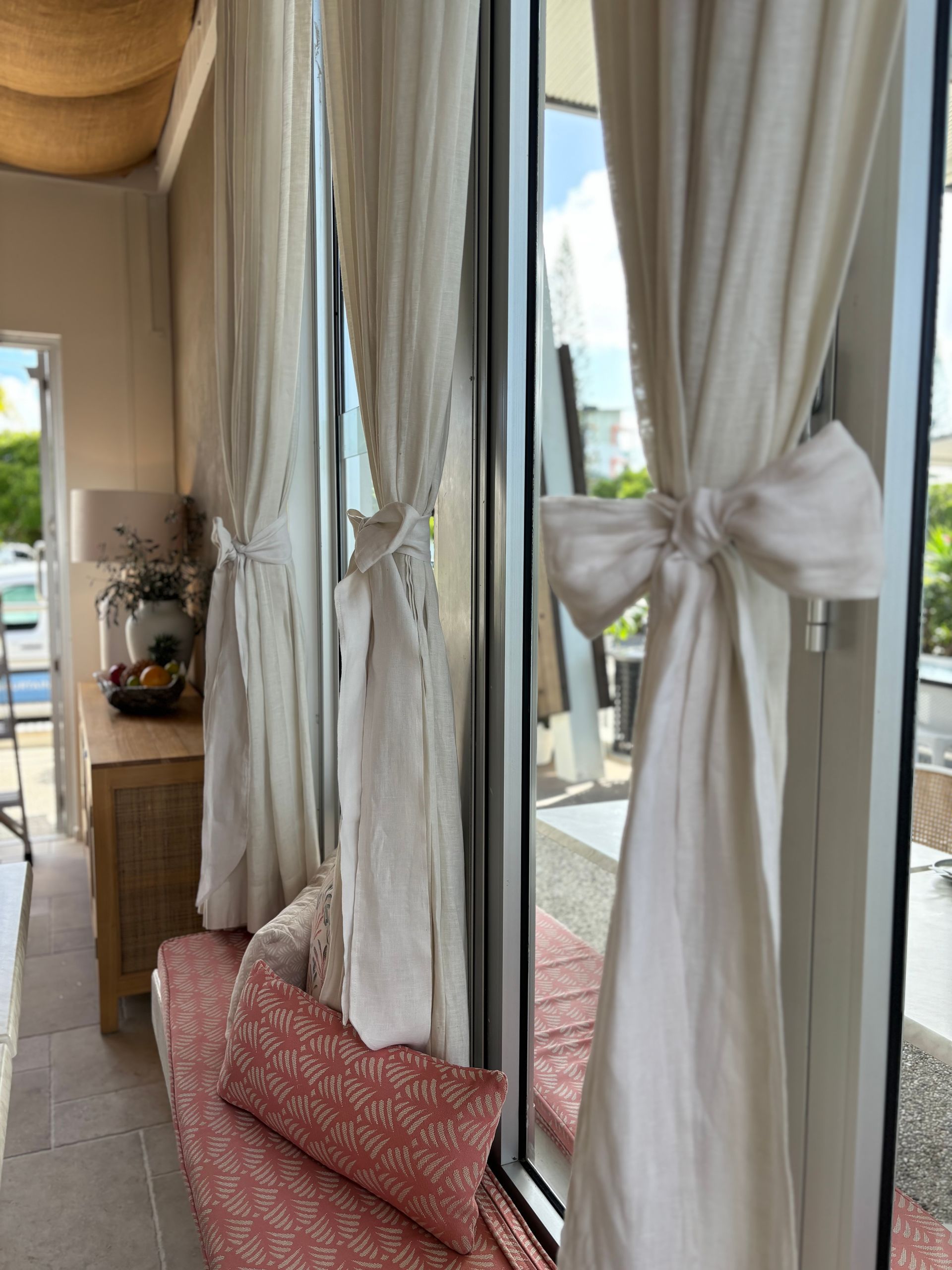 Curtains with Bow Slashings — Artizen Curtains in Mooloolaba, QLD