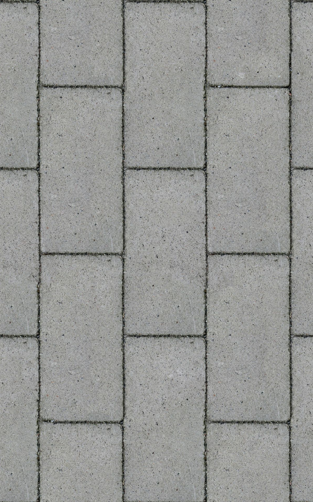 A repeating pattern of rectangular, light grey concrete paving stones arranged in a vertical running bond layout.