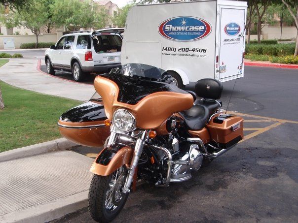 Motorcycle prepared for mobile detailing service in Gilbert AZ