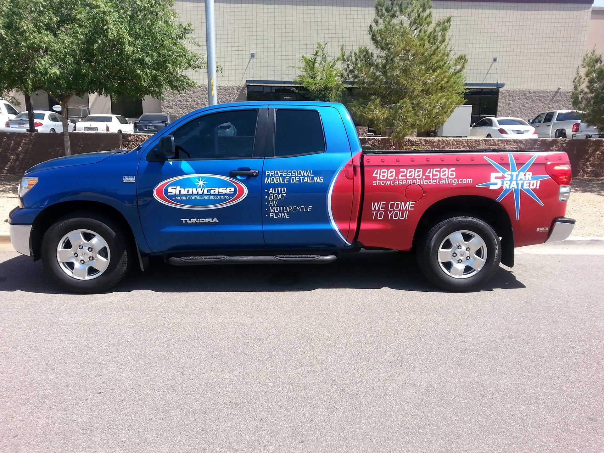 Showcase Ceramic Coating Solutions mobile detailing truck parked in Gilbert AZ