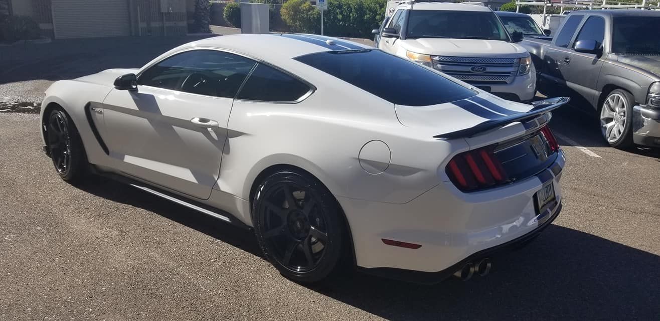White Ford Mustang Shelby GT350 with ceramic coated paint in Gilbert AZ