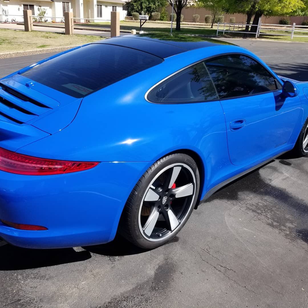 Blue Porsche 911 with glossy paint after ceramic coating in Gilbert AZ