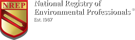 National Registry of Environmental Professionals logo with red-and-gold shield and black text on white background
