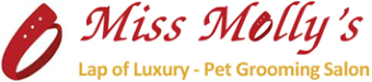 Miss Molly’s logo with red high-heel icon and “Lap of Luxury - Pet Grooming Salon” text