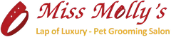 Miss Molly’s red logo with paw print and tagline: “Lap of Luxury - Pet Grooming Salon”