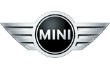 MINI winged logo in black, white, and silver