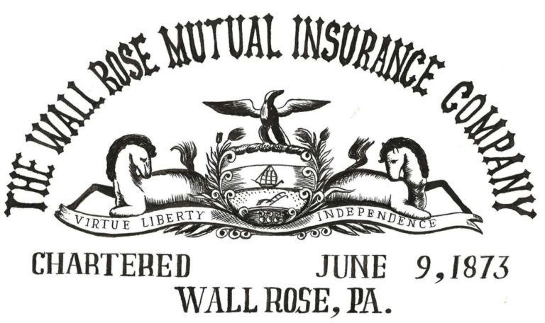 A black and white logo for the wall rose mutual insurance company