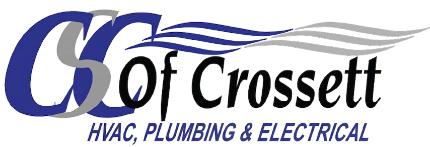 C6 of Crossett logo with blue and gray script, labeled HVAC, Plumbing & Electrical