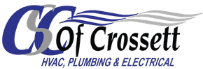 C6 of Crossett logo with blue and gray script, labeled HVAC, Plumbing & Electrical