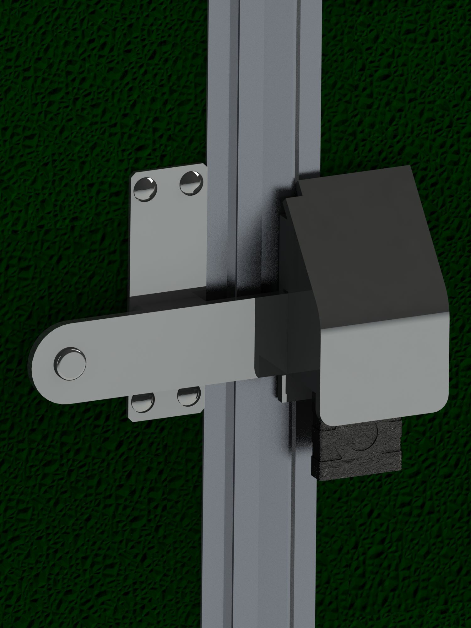 A close up of a metal object attached to a metal pole.