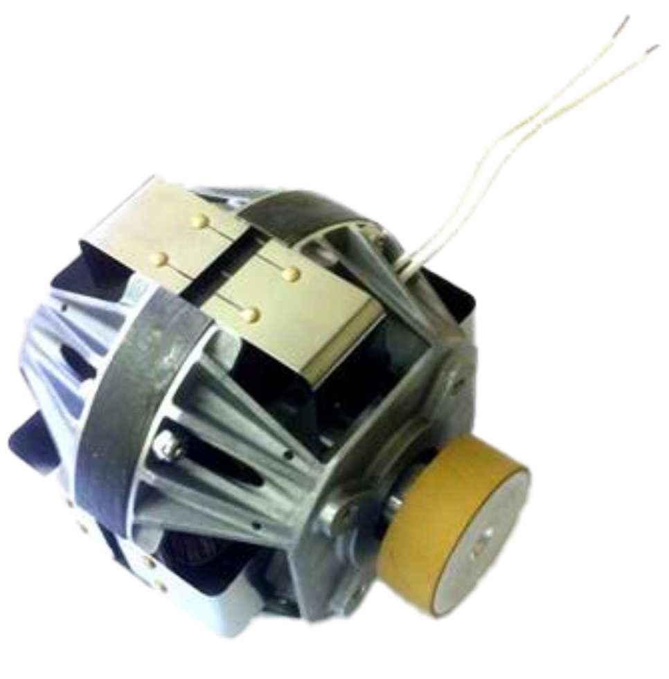 A close up of a motor with wires coming out of it