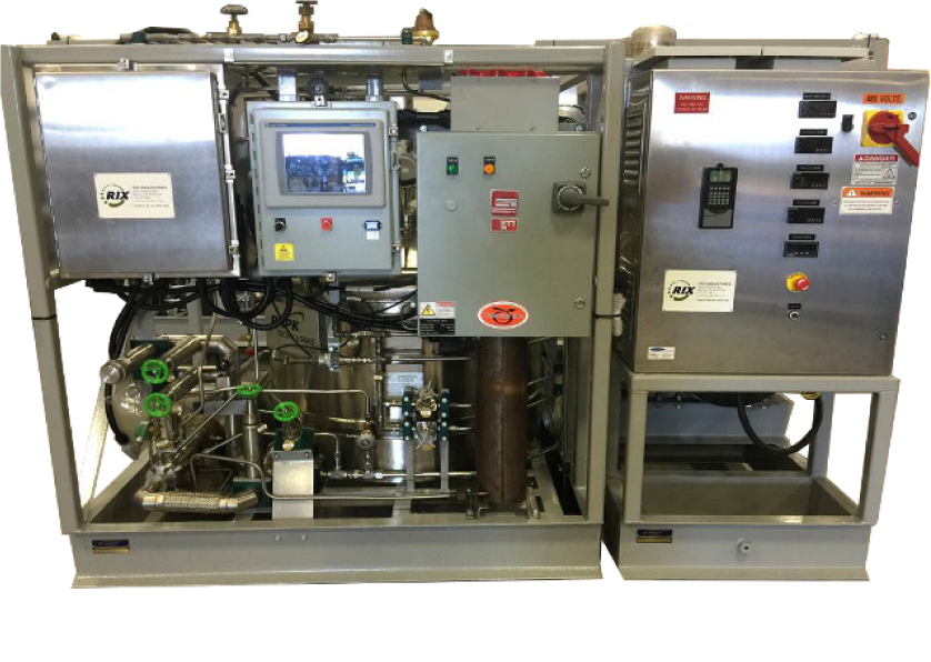 A stainless steel machine with a touchscreen on top of it