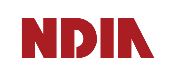A red logo on a white background that says NDIA.