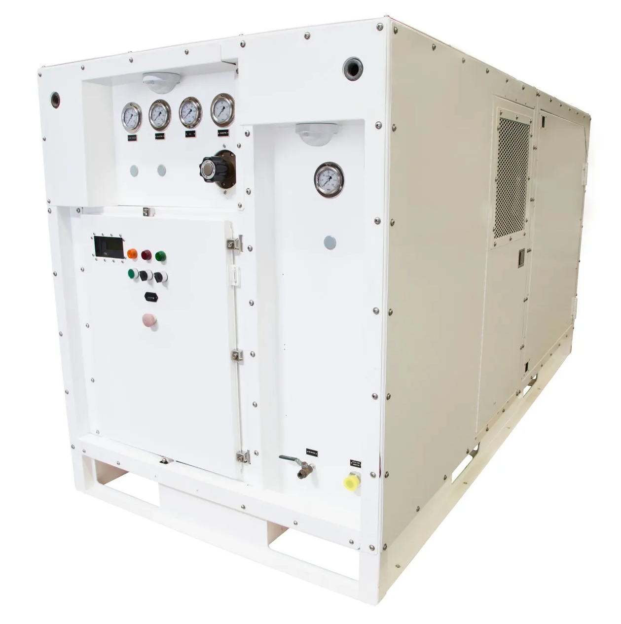 A white box with a bunch of gauges on it