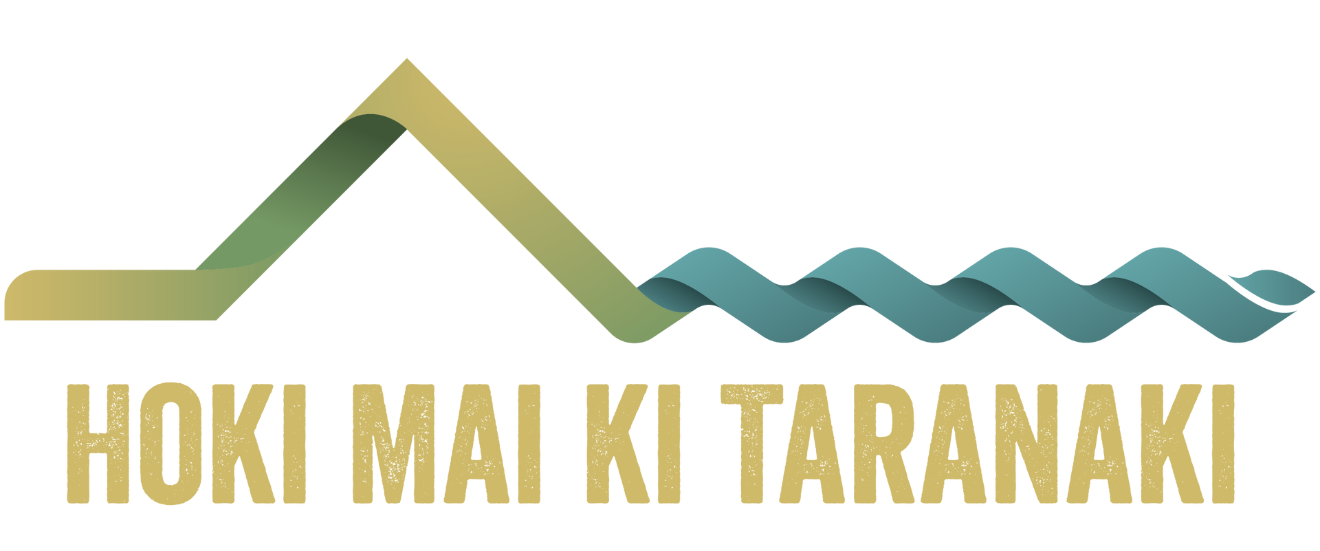 Logo with mountain and wavy water design and the words 