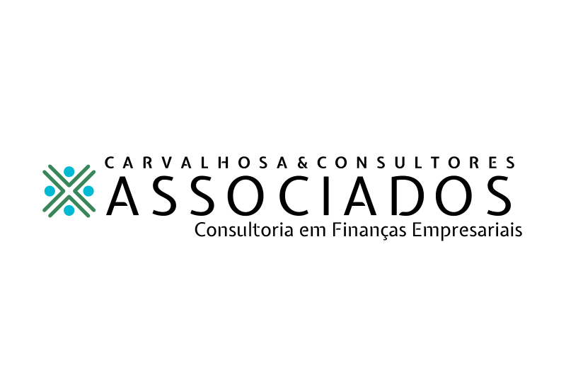 The logo for carvalhosa & consultores associados is blue and white.