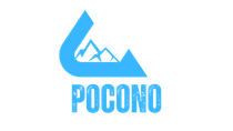 A blue logo for Pocono Networking with mountains in the background