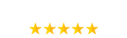 A row of five yellow stars on a white background.