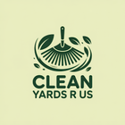 A logo for clean yards r us with a broom and leaves.