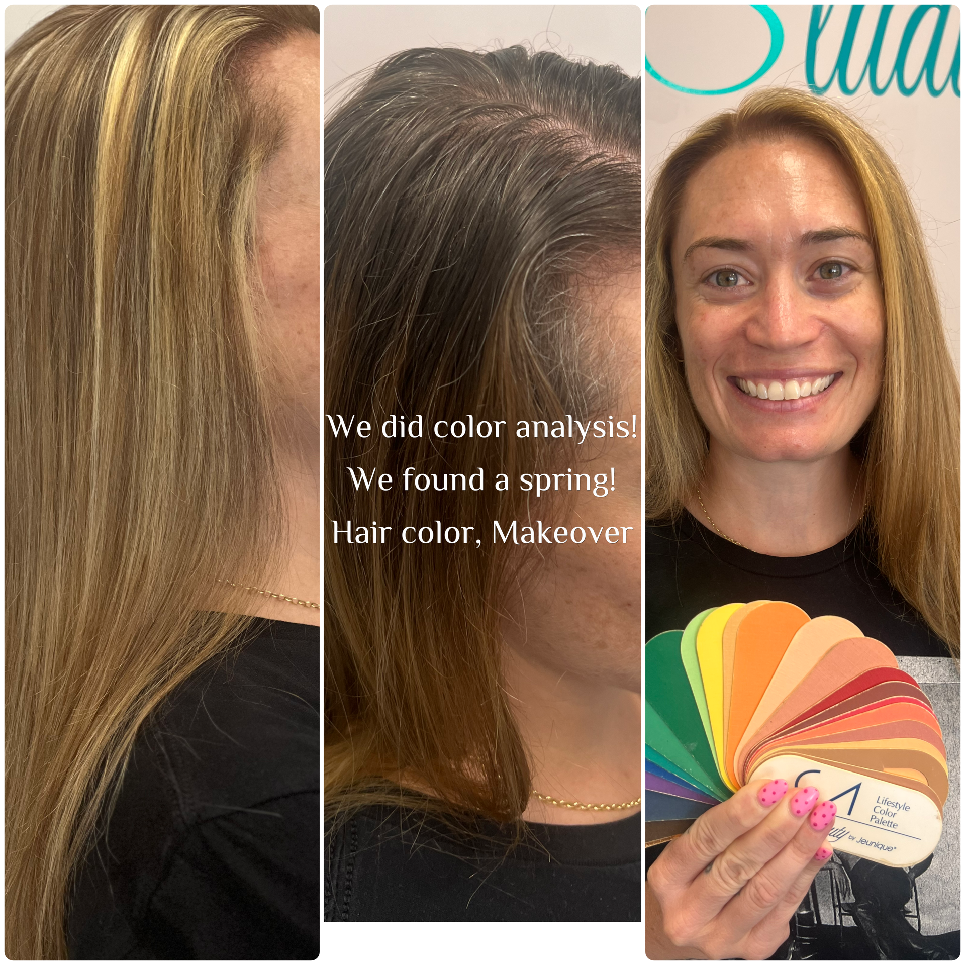 Hair makeover: Color analysis results show a woman with new 
