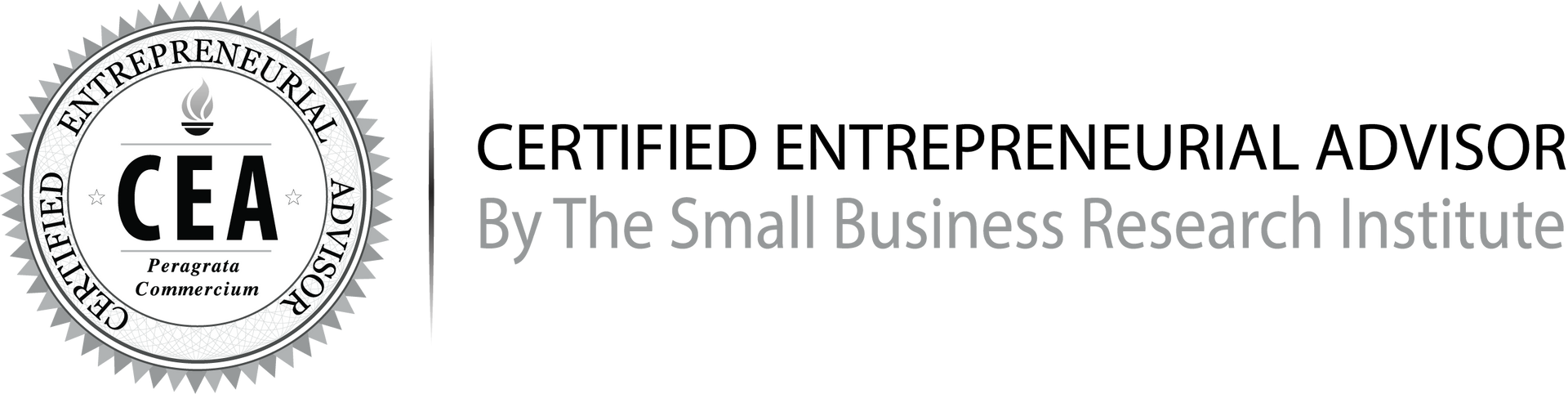 A logo for a certified entrepreneurial advisor by the small business research institute